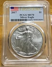 2017 FIRST STRIKE SILVER EAGLE PCGS MS70 FLAG LABEL