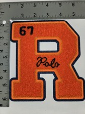 POLO RALPH LAUREN PATCHES BRAND NEW ORANGE/NAVY 67 POLO "R" PATCH