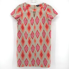 Tahari Arthur S Levine Linen Blend Sleeveless Lined Sheath Dress Pockets Size 14