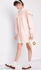 Long Sleeve High Neck Poplin Dress - Wild Fable Pink Dusty Peach Medium NWT