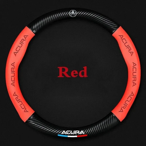 38cm 15" Steering Wheel Cover Faux Leather For Acura Carbon Fiber + Red - Bild 2 von 7