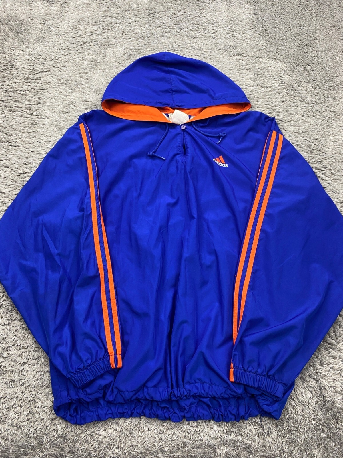 Vintage 90s Adidas Blue Hooded Track Jacket Men Large Full Zip Windbreaker