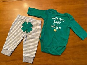 Carters 3 Mo Infant Outfit St Patrick's “Luckiest Baby In The World”