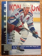 97 98 Upper Deck  BRIAN LEETCH Game Dated Hockey card #316 New York Rangers