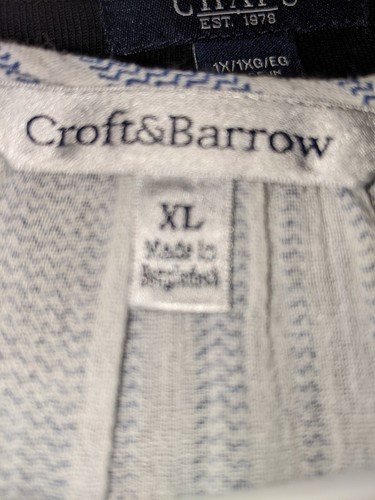 Camicia contadina Croft & Barrow donna taglia XL blu bianca spiaggia righe manica 3/4 - Foto 2 di 7
