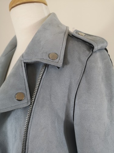 Zara Basic Outerwear Suede Cropped Jacket Blue Size M - Picture 5 of 15