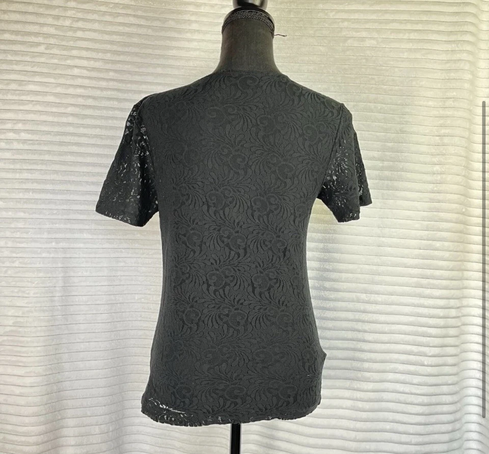 Blusa Vintage Negra Gótica Encaje Malla Top M | Y2K Coqueta Bruja Boho Festival Foto 3 de 4