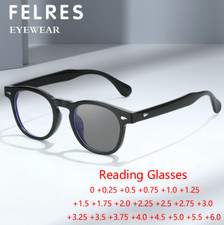 Classic Round Photochromic Reading Glasses Men Women Full Frame Sunglasses New