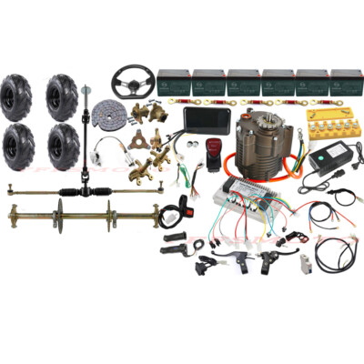 72V 1000W DC Brushless Motor Rear Axle Kit Tire Pedal/Grips for ATV Quad Go Cart