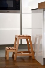 Multifunktions-Hocker aus Massivholz Tritthocker Klapptritt Stufenhocker braun