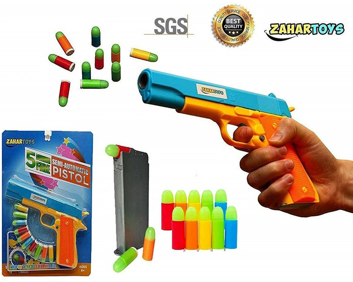 Realistic Size Toy Gun Colt 1911 10 Colorful Soft Bullets