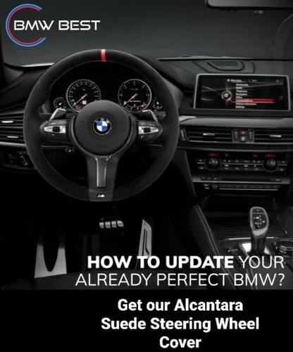 BMW F32 F30 F34 F87 M2 M3 F80 F82 F12 F13 ALCANTARA STEERING WHEEL COVER BLUE - Picture 9 of 11