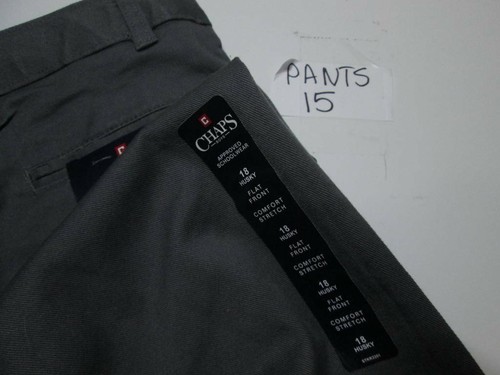 NWT Chaps Youth Boys Size 18 Pants Gray Comfort Stretch Flat Front Schoolwear - Picture 7 of 7
