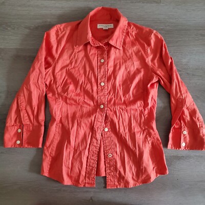 Banana Republic Fitted Stretch Orange Button Shirt Women's XS | eBay