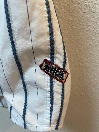 Tony Hawk Men’s Shirt Size Medium White Turquoise Stripes Short Sleeves Pockets - Picture 5 of 8