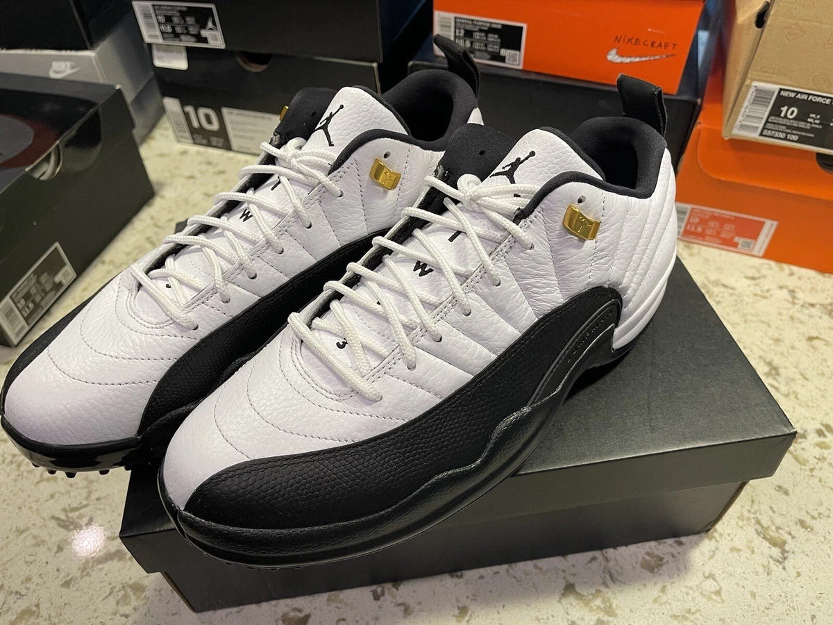 Nike Air Jordan 12 Low Taxi Golf Shoes Size 10 White/Black DH4120-100