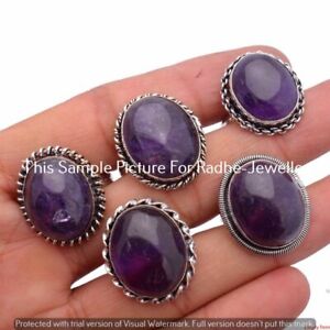 Real Amethyst Gemstone 5 pcs Wholesale Lots 925 Sterling Silver Plated Pendants