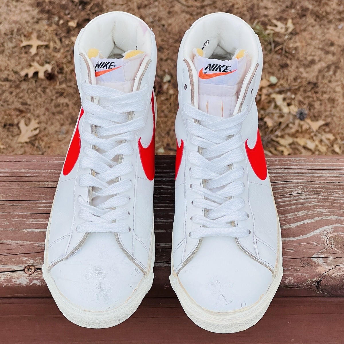 VTG 1980 NIKE BLAZER ORIGINAL SZ 7 1/2 LEATHER WHITE & RED HIGH