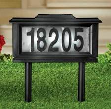 Solar Address Sign Lighted House Number Address Plaque, Outdoor LED Light Sign