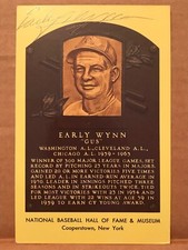 Early Wynn Autographed Signed HOF Plaque Postcard Cleveland Indians