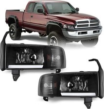 Led Drl Headlights For 1994-2002 Dodge Ram 1500 2500 3500 Front Lamps Leftright