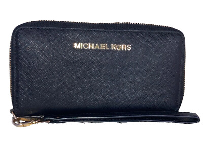 Michael Kors Black & Gold Zip Around Accordion Wallet  display picture 1