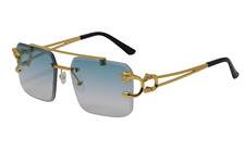 Men Classy Elegant Sophisticated Hip Hop Sun Glasses Gold Metal Frame Teal Lens