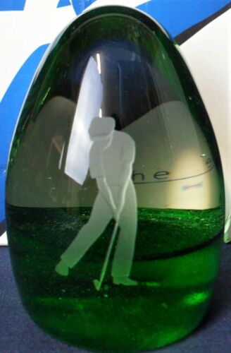 Caithness GOLFER glass paperweight boxed