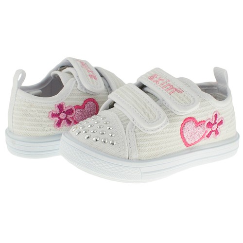 Girls canvas shoes trainers sneakers size 3-7UK BABY SPARKLY pumps Leather sole! - 第 7/7 張圖片