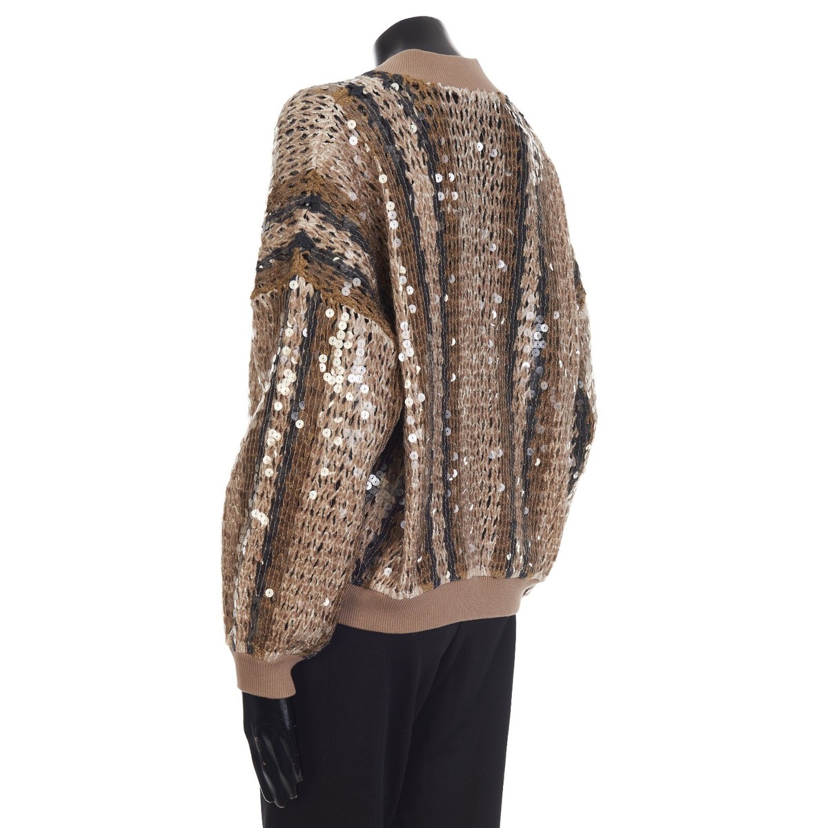BRUNELLO CUCINELLI 5400$ Stripe Sequin Embroidery Bomber Jacket