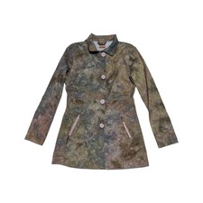 Scott Camo Rain Jacket Button Down Trench Camouflage Womens Medium Waterproof 
