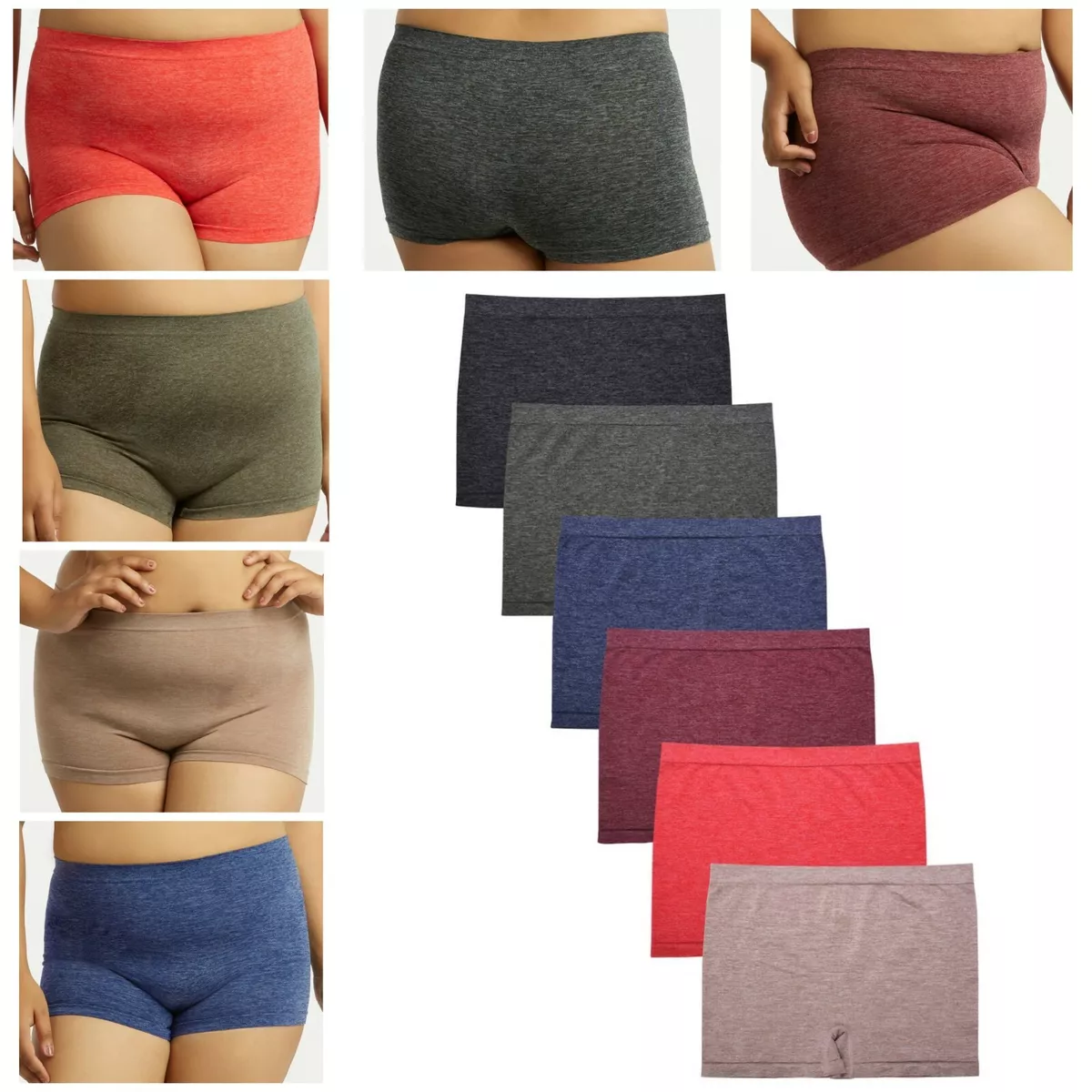 6 Plus size Boyshort sport Active Wear Yoga Seamless Panties