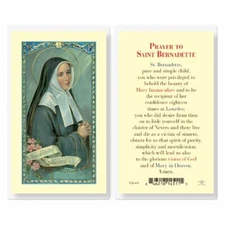 St. Bernadette with Prayer to Saint Bernadette - Laminated Holy Card