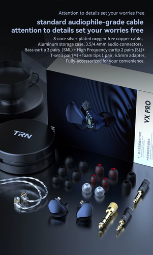 TRN-VX Pro 8BA 1DD HiFi Hybrid In-Ear Earphones with Replaceable Cables V90 X7 V - Afbeelding 6 van 9