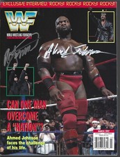 TC5  Amed Johnson Ron Simmons  Signed Vintage Wrestling Magazine w/COA