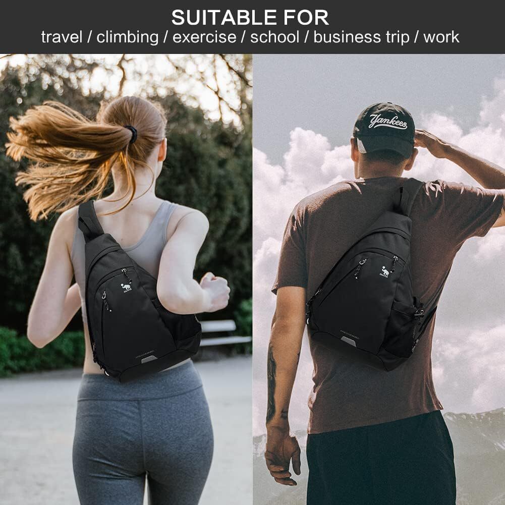 FRANSHION Unisex Sling Backpack - Waterproof Crossbody Bag For Hiking, Travel, Small Daypack