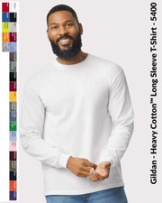 Heavy Cotton Men's Long Sleeve T-Shirt Blank Plain Tee Basic Gildan 5400 dad gif