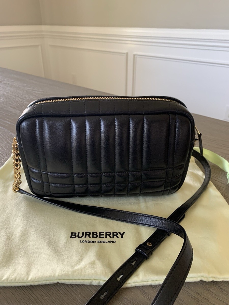 100% Authentic Burberry Small Lola Camera Bag Black Gold