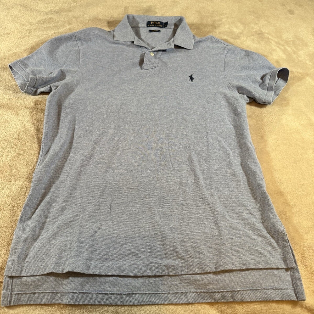 Polo Ralph Lauren Shirt L Large Mens Blue Solid Custom Slim Fit