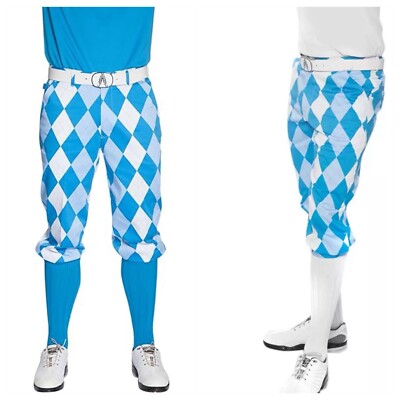 Royal and Awesome Golf Knickers Old Toms Blue Argyle Short Pants