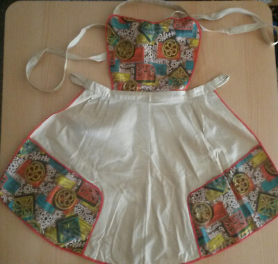 Schürze Kinder Leinen mit Bindeband Taschen Backen Weihnachten Antik Vintage