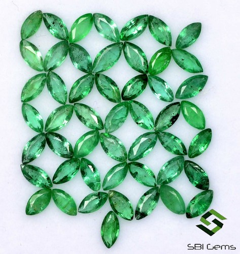 Natural Emerald Marquise Cut 3x1.50 mm Lot 10 Pcs Lustrous Loose Gems 1.94 Cts - Picture 2 of 6