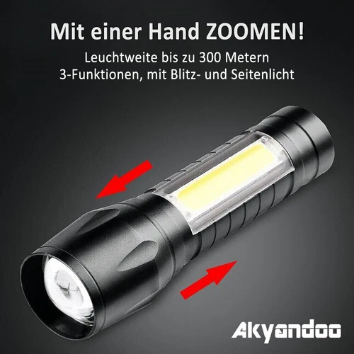 2 Stück Taschenlampe LED Aufladbar USB Super Hell Taktisches Fackel Lumen Akku - Bild 4 von 20