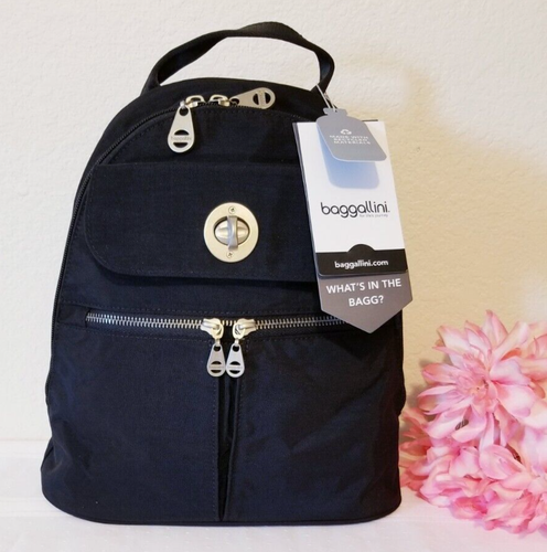 NWT BAGGALLINI WOMENS NAPLES Convertible BLACK POLYESTER ONE SIZE BACKPACK - Picture 8 of 18
