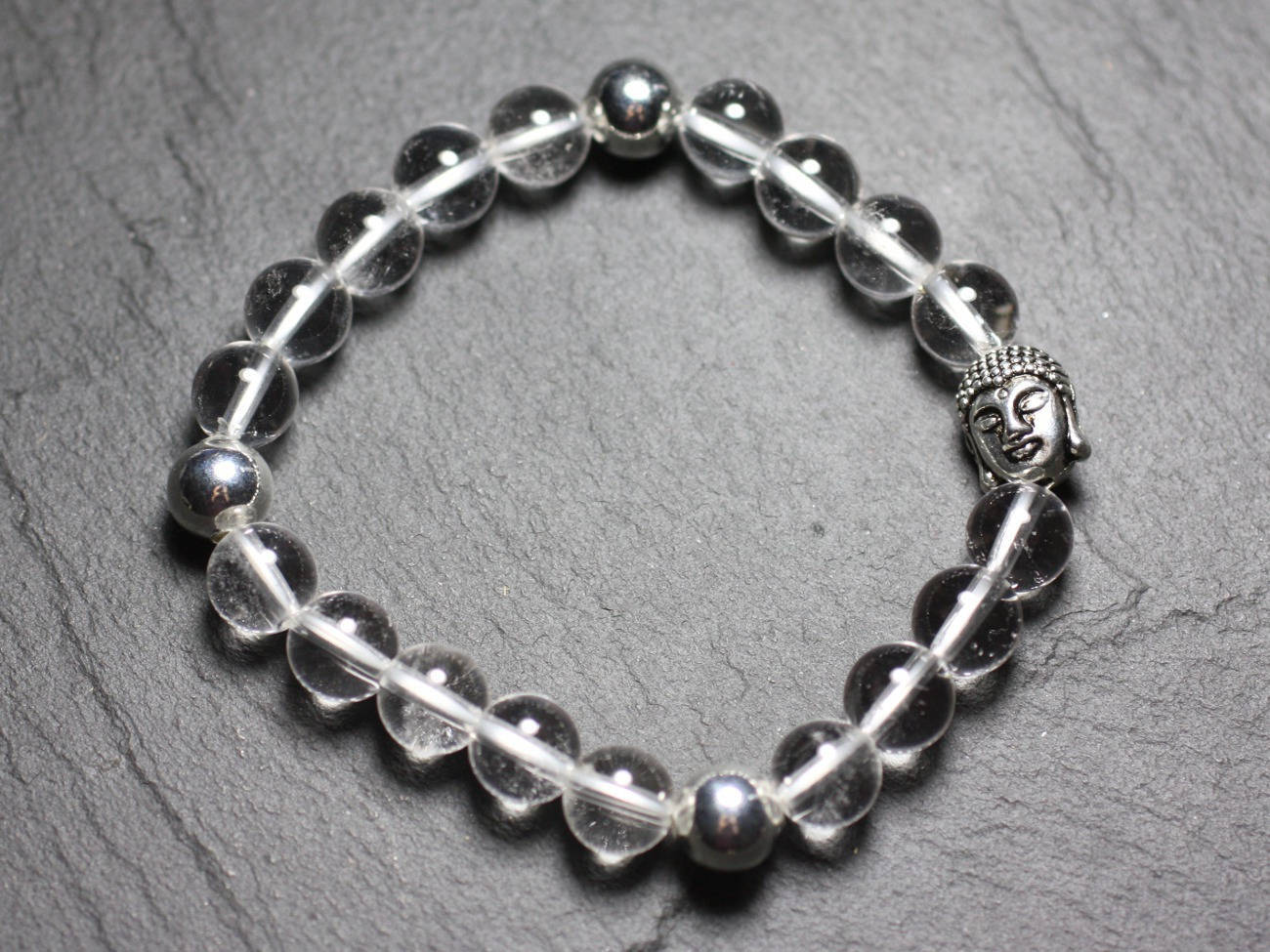 Bracelet Bouddha de luxe en pierre naturelle quartz de roche pur