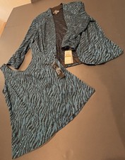 Alex Evenings W Sparkle Blue Black Zebra 2 Piece Jacket and Tank Set S NWT