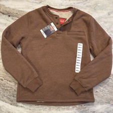 Coleman Sherpa Lined Henley Button Down Shirt Copper Heather Brown Men Small 70