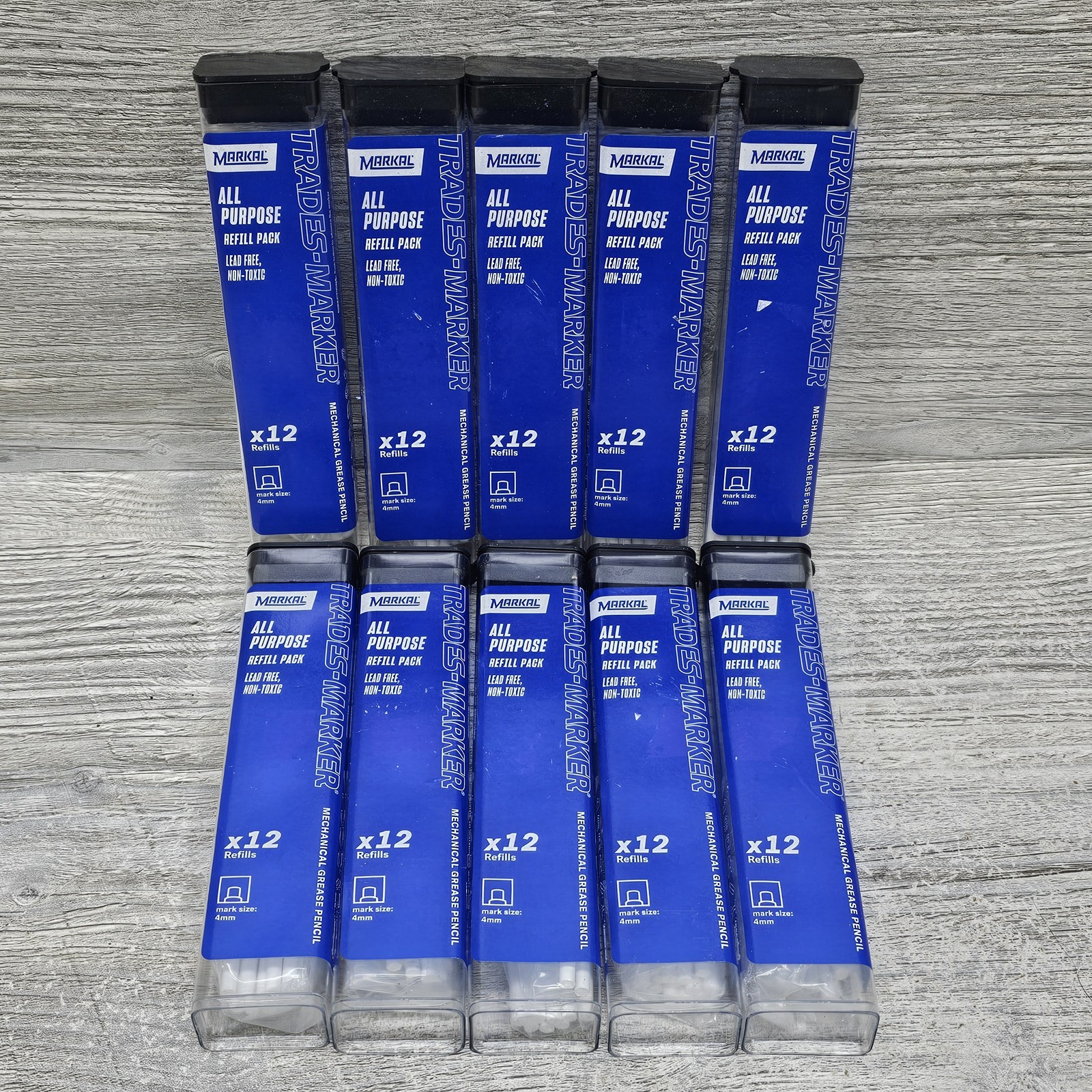 Markal Mechanical Grease Pencil Refill Pack All Surface Marker 4mm Lot Of 10 Pks