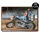 2D Flat, Single , David Mann Motorcycle Rider Vintage Tin Metal Signs Home Décor