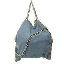 Stella McCartney Falabella Tote Bag Blue 2way Shoulder Bag Suede Chain Silver
